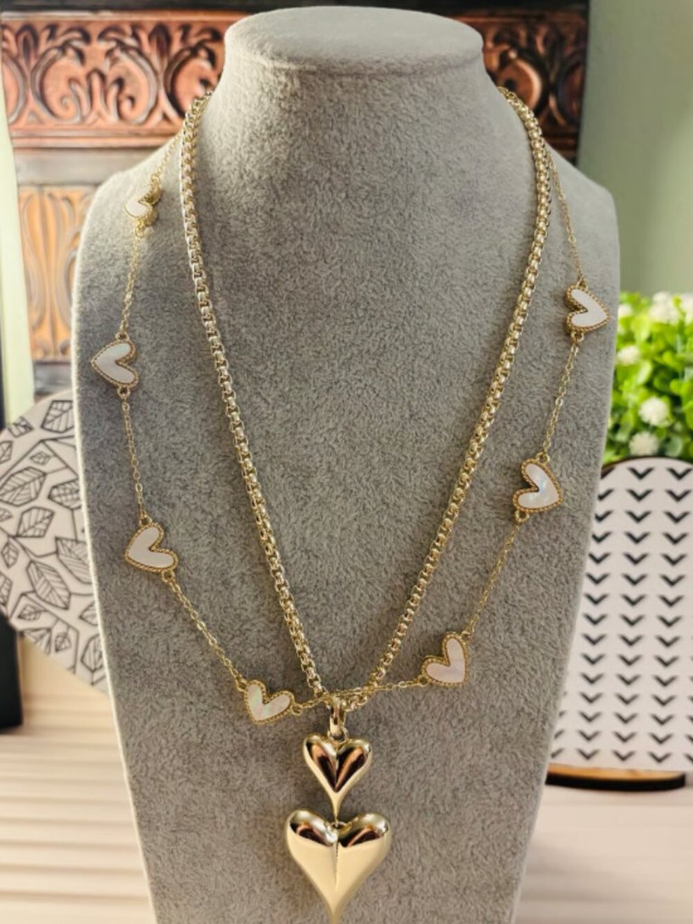Set of 2 Heart Necklaces